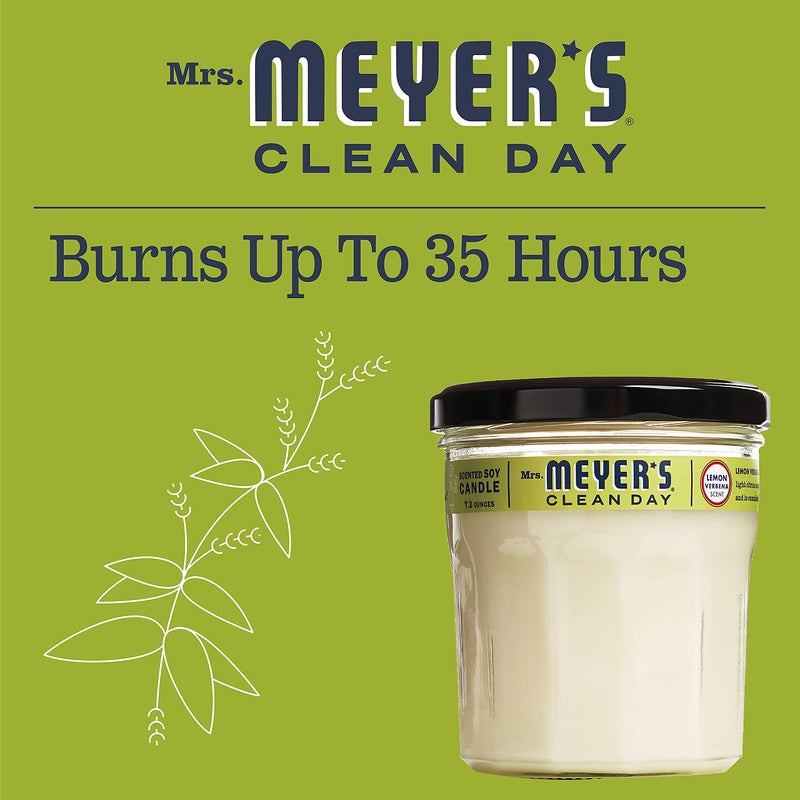 Mrs. Meyer's Clean Day Scented Soy Candle, Lemon Verbena Scent, 7.2 ounce candle (Pack of 2) - Image 5
